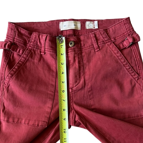 HEI HEI Pants 25 Anthropologie rust skinny cargo pockets red orange stretch - Picture 11 of 13
